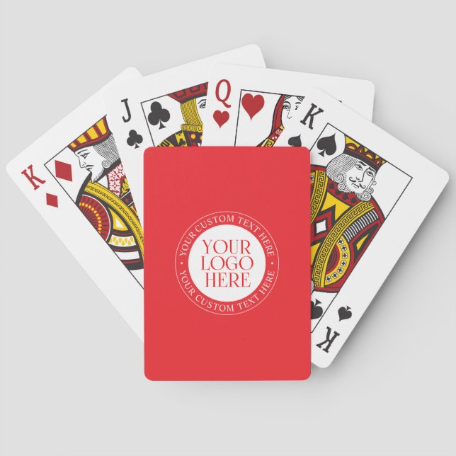 Your Logo or other Image | Christmas Red & White Playing Cards (Back)
