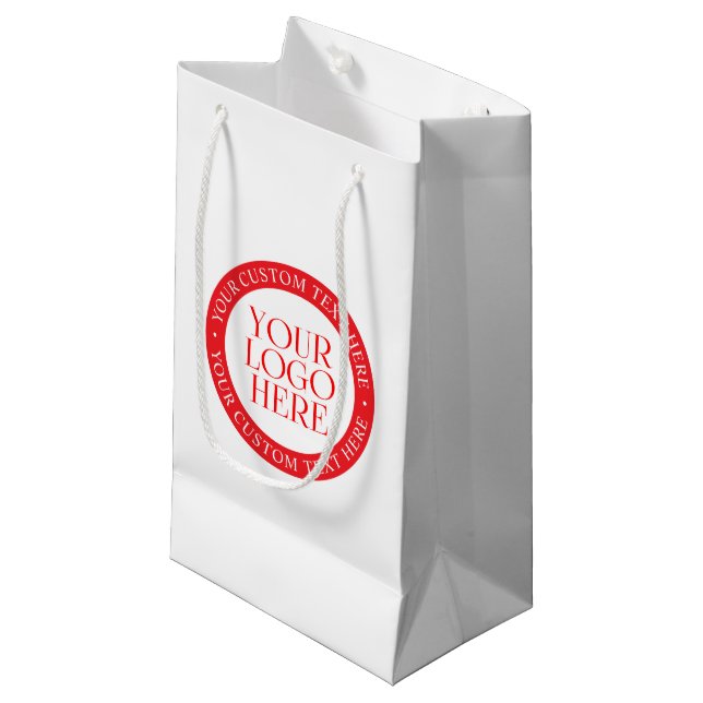 Your Logo or other Image | Christmas White & Red Small Gift Bag (Front Angled)