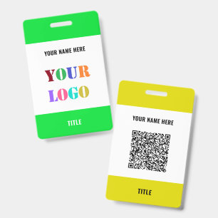 Your Logo or Photo and QR Code Name Business Badge ID Badge