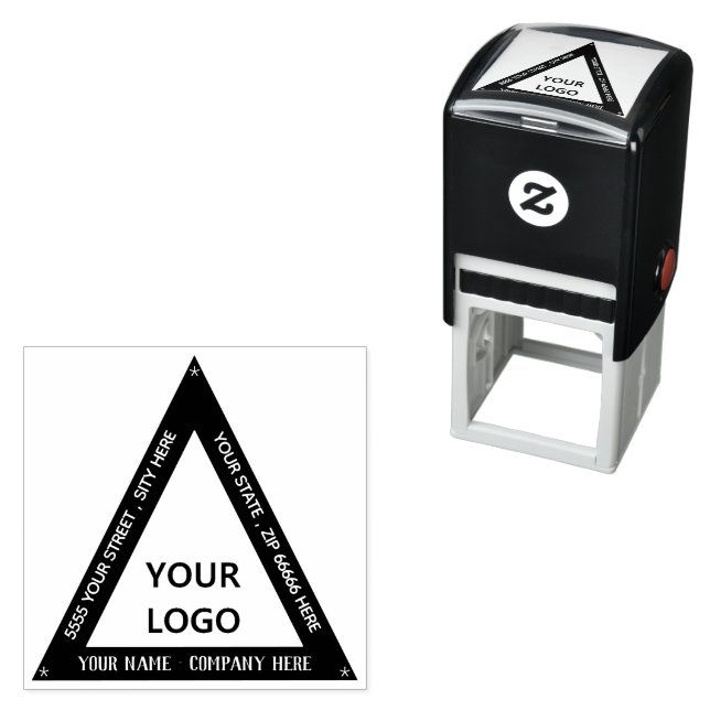 Your Logo or Photo Colour Triangular Address Stamp (In Situ)