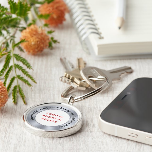 Your Logo or Photo Keychains, Round or Square Key Ring (Side)