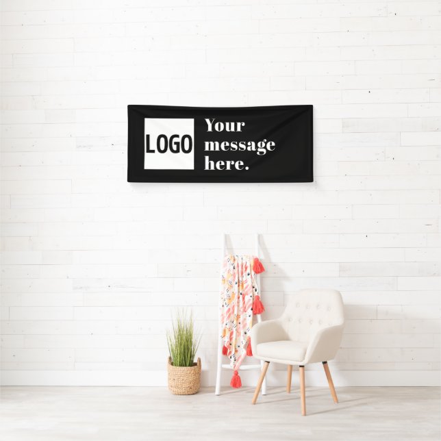 Your Logo or Uploaded Image & Editable Retro Text Banner (Insitu)