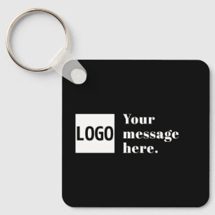 Your Logo or Uploaded Image & Editable Retro Text Key Ring