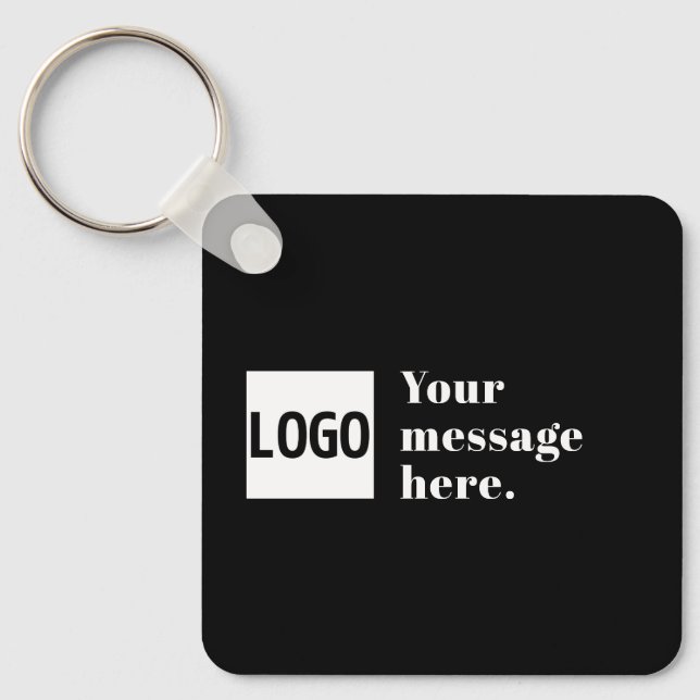 Your Logo or Uploaded Image & Editable Retro Text Key Ring (Front)