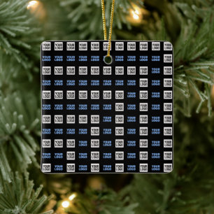 Your Logo or Uploaded Image Geometric Pattern Ceramic Ornament