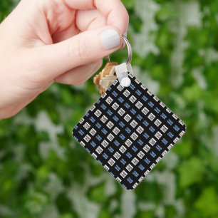 Your Logo or Uploaded Image   Geometric Pattern  Key Ring