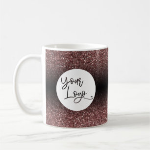 Your Logo Over Dark Rose Gold and Black Ombre Coffee Mug