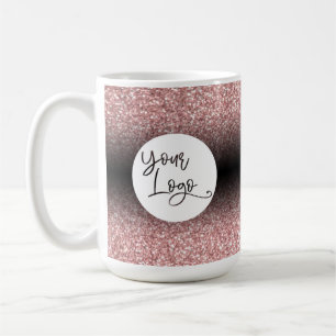 Your Logo Over Light Rose Gold and Black Ombre Coffee Mug