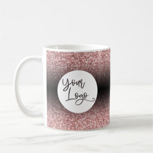 Your Logo Over Light Rose Gold and Black Ombre Coffee Mug
