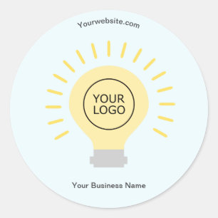 your logo pale blue yellow light bulb classic round sticker