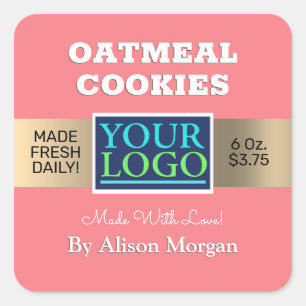 Your Logo/Photo Product Label DIY Name Info, Peach