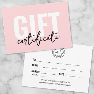 Your Logo Pink Minimal Business Gift Certificate Invitation
