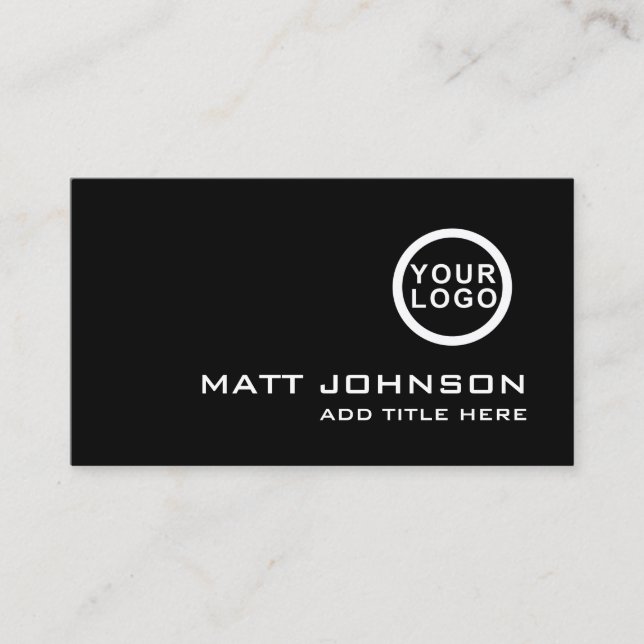 Your Logo Professional Black White Business Card (Front)