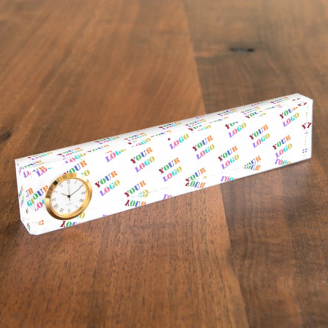 Your Logo Promotional Branded Desk Clock Example Nameplate (Side)