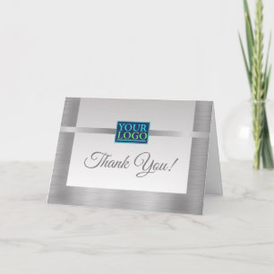 Your Logo, QR Code, Business Name, Message, Silver Thank You Card