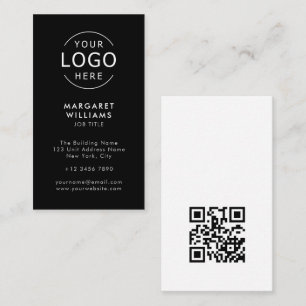 Your Logo QR Code Modern Minimalist Professional Business Card