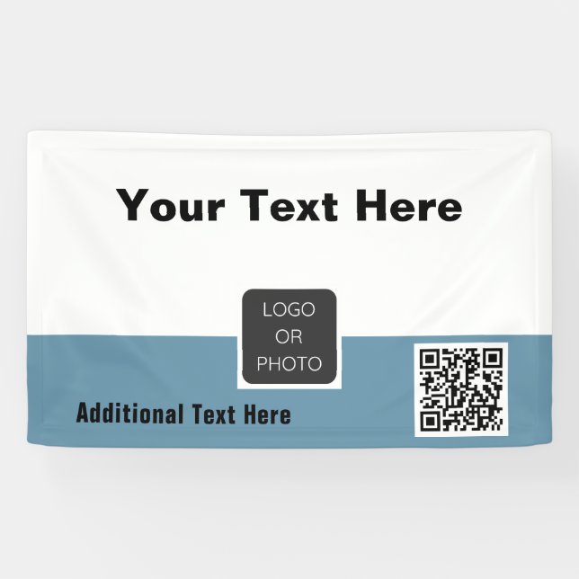 Your Logo QR code Simple Minimal Business Banner (Horizontal)