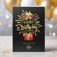 Your Logo Red Gold Fireworks Black Group Birthday