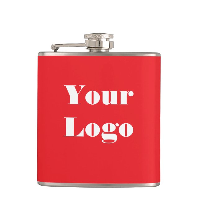 Your Logo Red   Hip Flask (Front)