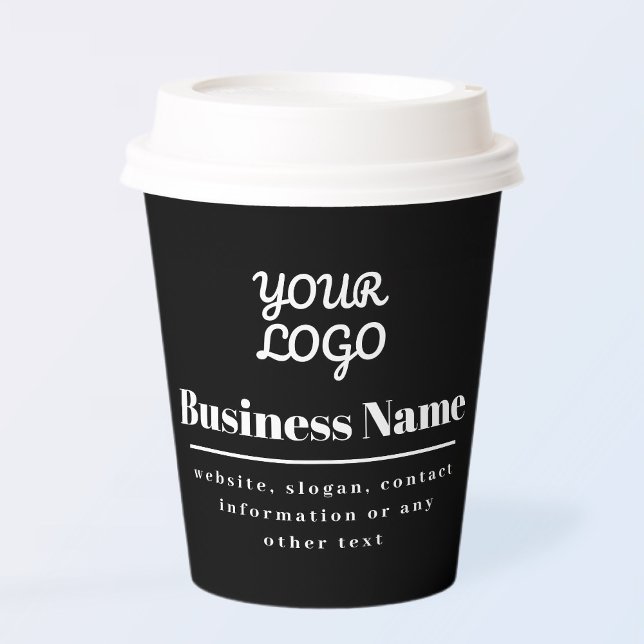 Your Logo Retro-Modern Black & White Paper Cups (Creator Uploaded)
