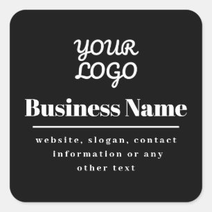 Your Logo Retro-Modern Black & White Square Sticker