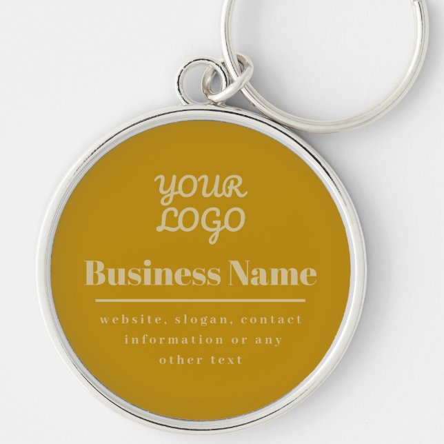 Your Logo Retro-Modern Dark & Light Gold Key Ring (Front)