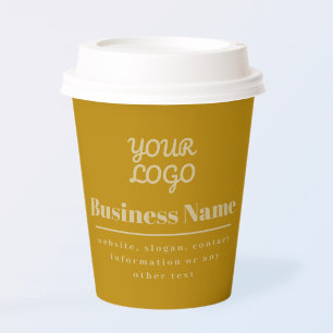 Your Logo Retro-Modern Dark & Light Gold Paper Cups