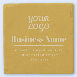 Your Logo Retro-Modern Dark & Light Gold Stone Coaster