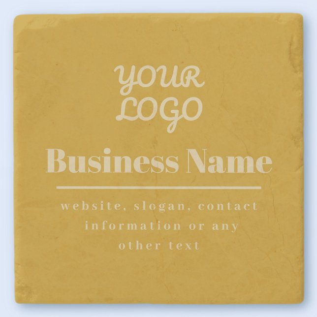 Your Logo Retro-Modern Dark & Light Gold Stone Coaster (Creator Uploaded)