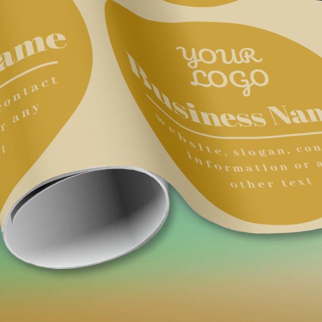 Your Logo Retro-Modern Dark & Light Gold Wrapping Paper (Creator Uploaded)