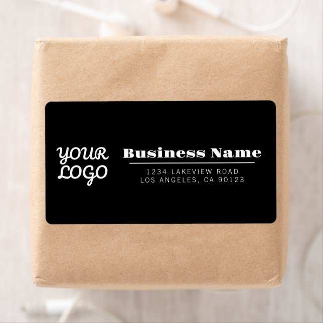 Your Logo Retro-Modern Style Black Return Address (Insitu)