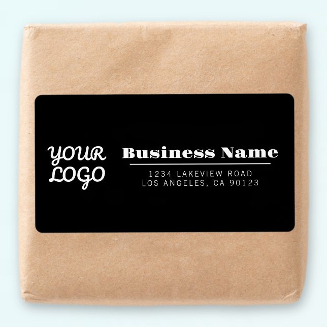 Your Logo Retro-Modern Style Black Return Address (Creator Uploaded)