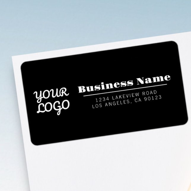 Your Logo Retro-Modern Style Black Return Address Label (Creator Uploaded)