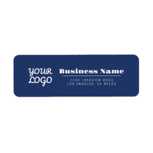Your Logo Retro-Modern Style Navy Return Address Label