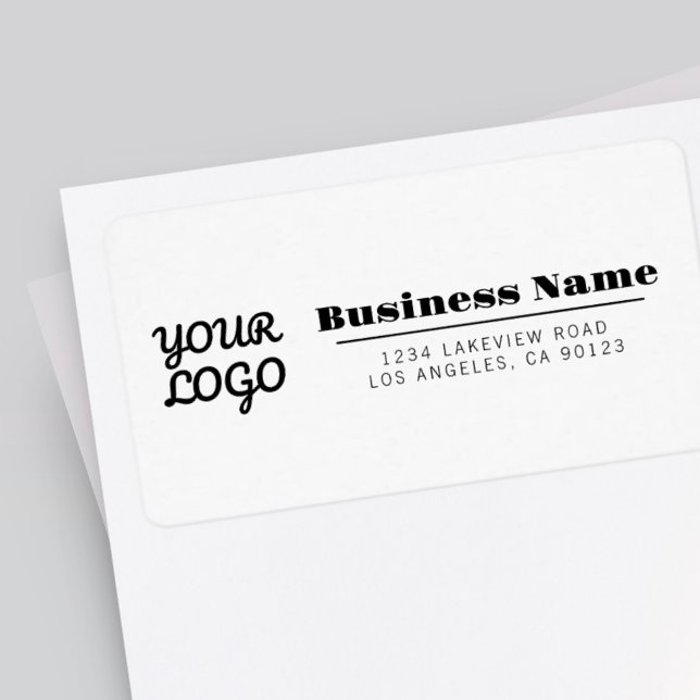 Your Logo Retro-Modern Style White Return Address Label (Creator Uploaded)