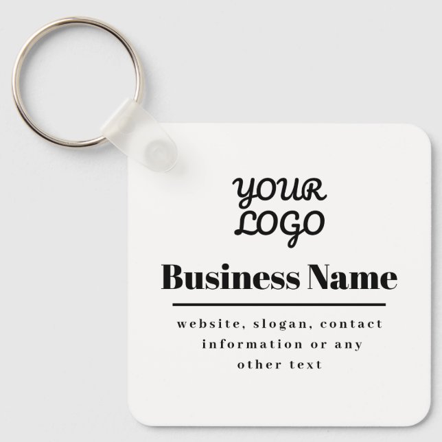 Your Logo Retro-Modern White & Black Key Ring (Front)