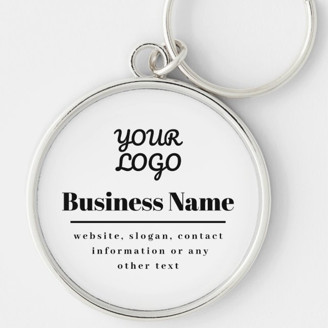 Your Logo Retro-Modern White & Black Key Ring (Front)