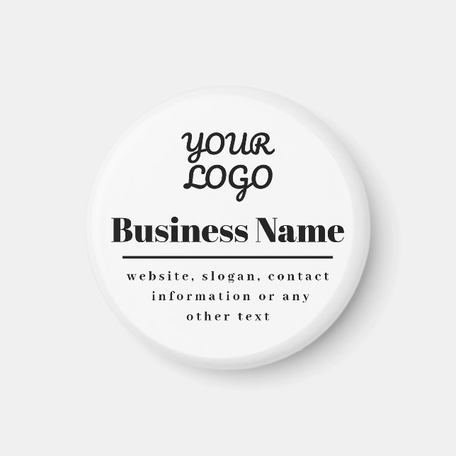 Your Logo Retro-Modern White & Black Magnet (Front)