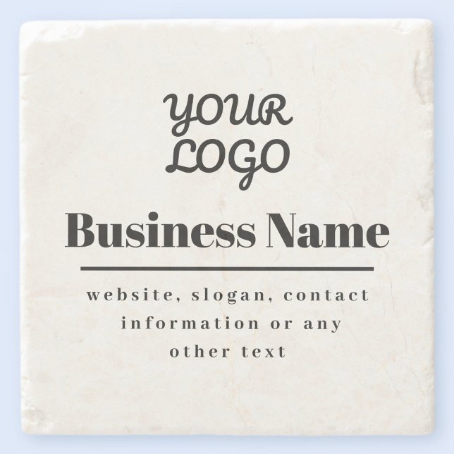 Your Logo Retro-Modern White & Black Stone Coaster (Creator Uploaded)