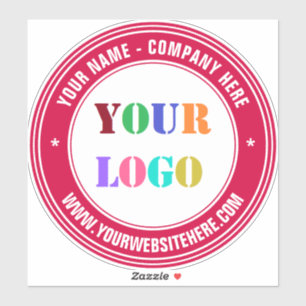 Your Logo Round Sticker Example with Custom Text