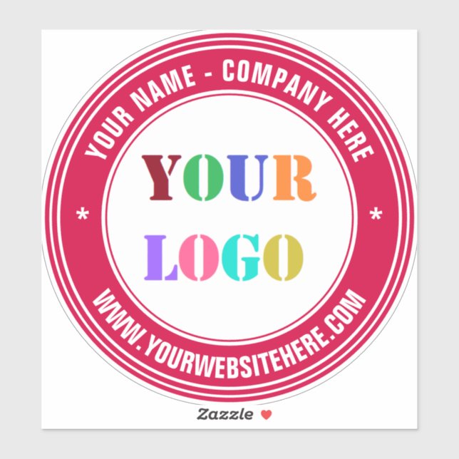 Your Logo Round Sticker Example with Custom Text (Sheet)