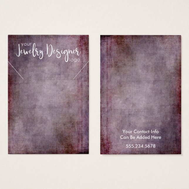 Your Logo Rustic Raspberry Necklace Holder Card (Front & Back)