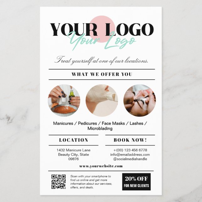 Your Logo Services Beauty Salon Marketing Flyer (Front)