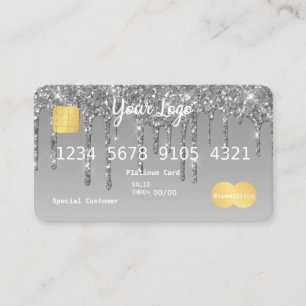 Your Logo Silver Drip Glitter-look Credit Card