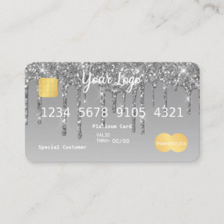 Your Logo Silver Drip Glitter-look Credit Card
