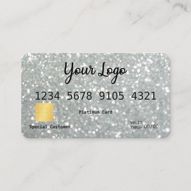 Your Logo Silver Glitter-look Credit Card (Front)
