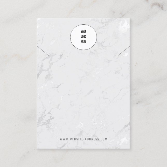 Your Logo Silver Marble Necklace Display Cards (Front)