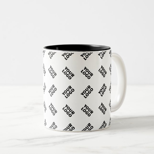 Your Logo | Simple Alternating Repeating Pattern Two-Tone Coffee Mug (Front Right)