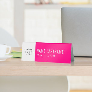 Your Logo Simple Clean Hot Pink White Name Title