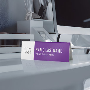 Your Logo Simple Clean Purple White Name Title